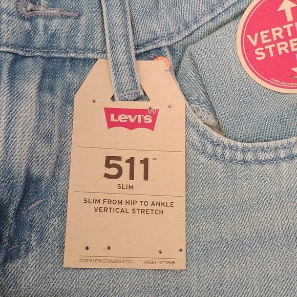 Levi's Big Boys 511 Slim Stretch Denim Blue Jeans, Perlata, 12 Regular 26x26 - Picture 5 of 8